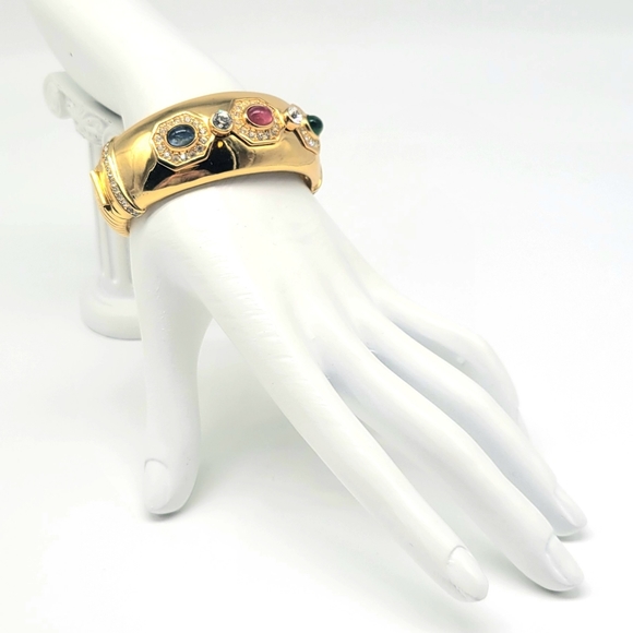 Christian Dior Precious Gemstone Gripoix Glass + Swarovski Crystal Bangle - Picture 5 of 14